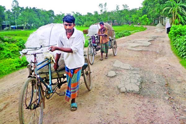 আদমদীঘির বিহিগ্রাম বনতইর বলদাকুড়ি সড়কের বেহাল দশা